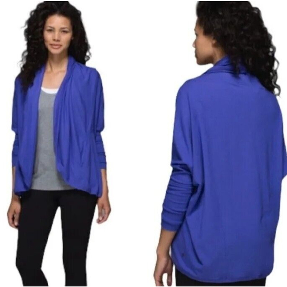 Lululemon To And Flow Wrap Iris Flower Purple Stretch Cocoon Size 4 - Picture 2 of 7